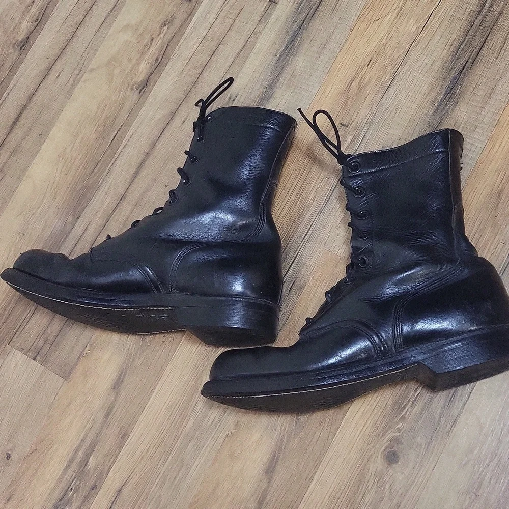 Vintage BF GOODRICH Black Steel Toe Laced Goodyear Heel Combat Boots - 8W - Picture 5 of 16